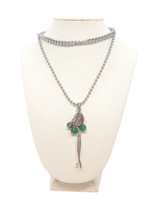 Collana Acciuga Acciaio Avventurina Verde