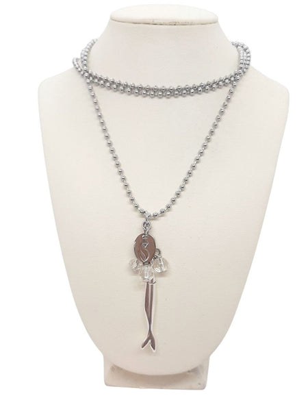 Collana Acciuga Acciaio Cristallo di Rocca