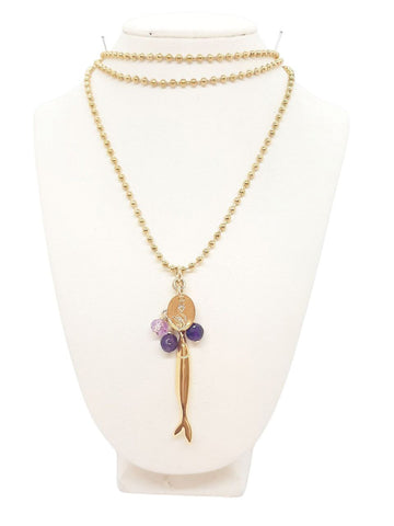 Collana Acciuga Acciaio Dorato Ametiste Viola