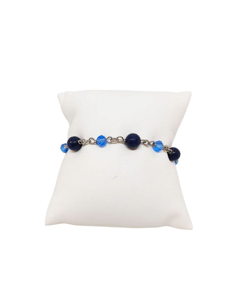 Bracciale Agate Blu Notte e Cristalli