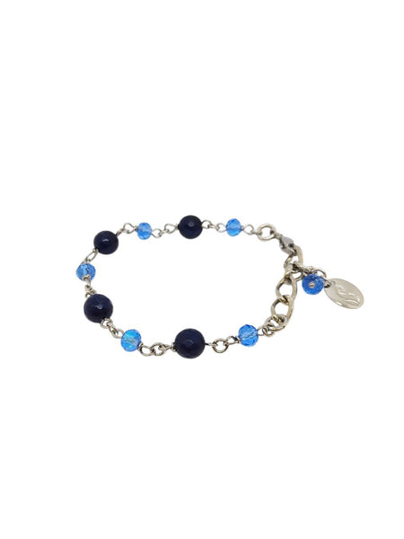 Bracciale Agate Blu Notte e Cristalli