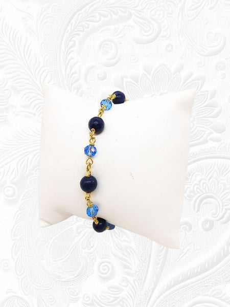 Bracciale Agate Blu Notte e Cristalli Blu Royal