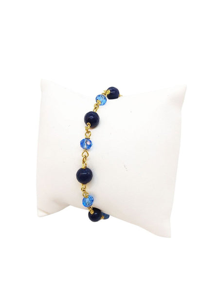 Bracciale Agate Blu Notte e Cristalli Blu Royal