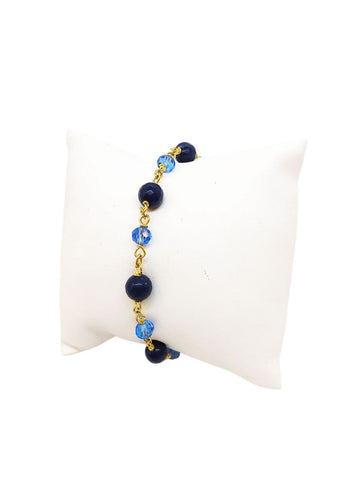 Bracciale Agate Blu Notte e Cristalli Blu Royal