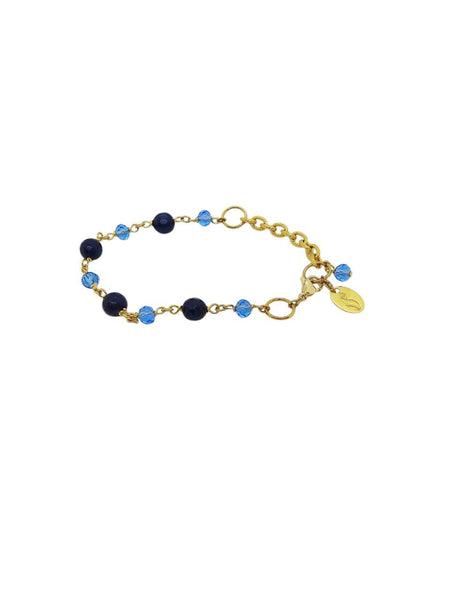 Bracciale Agate Blu Notte e Cristalli Blu Royal