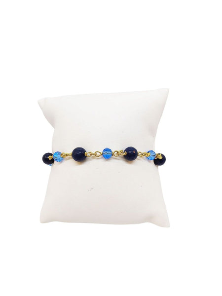 Bracciale Agate Blu Notte e Cristalli Blu Royal