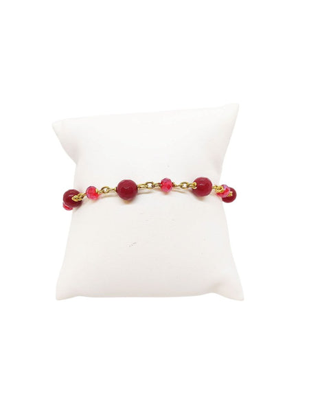 Bracciale Agate Red Ruby e Cristalli