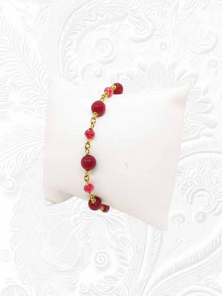 Bracciale Agate Red Ruby e Cristalli