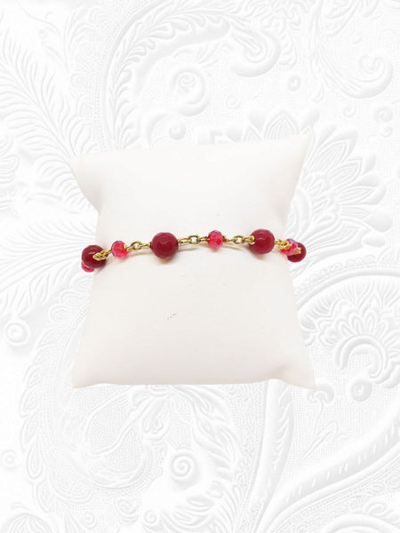Bracciale Agate Red Ruby e Cristalli