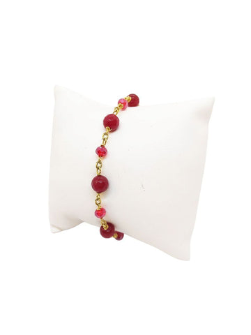 Bracciale Agate Red Ruby e Cristalli
