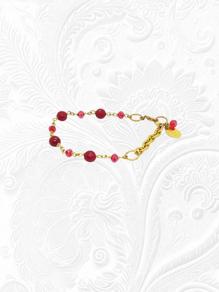 Bracciale Agate Red Ruby e Cristalli