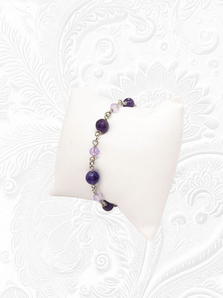 Bracciale Ametiste Viola e Cristalli Lilla
