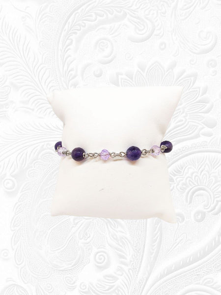 Bracciale Ametiste Viola e Cristalli Lilla