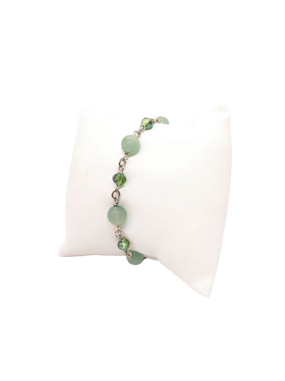 Bracciale Avventurine e Cristalli Verde Salvia