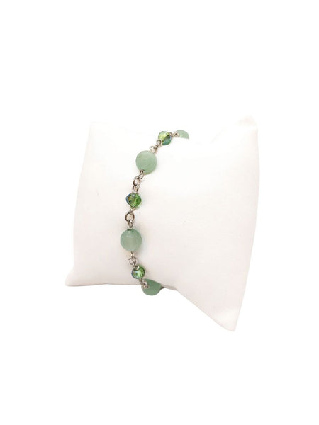 Bracciale Avventurine e Cristalli Verde Salvia