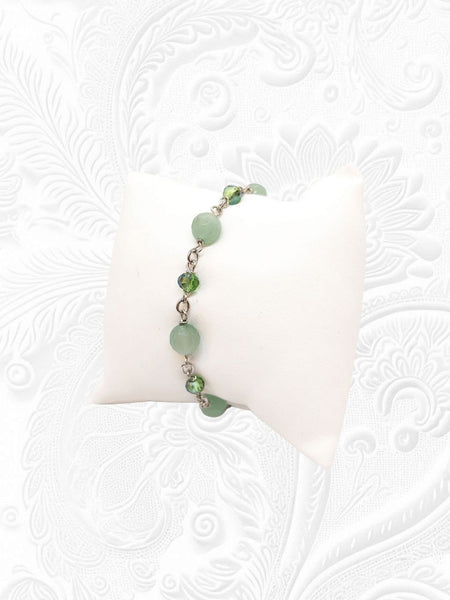 Bracciale Avventurine e Cristalli Verde Salvia