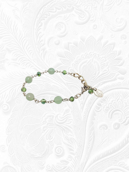 Bracciale Avventurine e Cristalli Verde Salvia