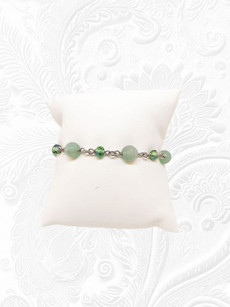 Bracciale Avventurine e Cristalli Verde Salvia