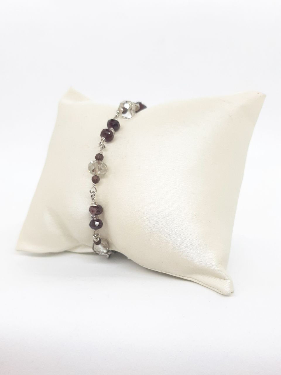 Bracciale Granati Bordeaux e Cristalli Brillanti