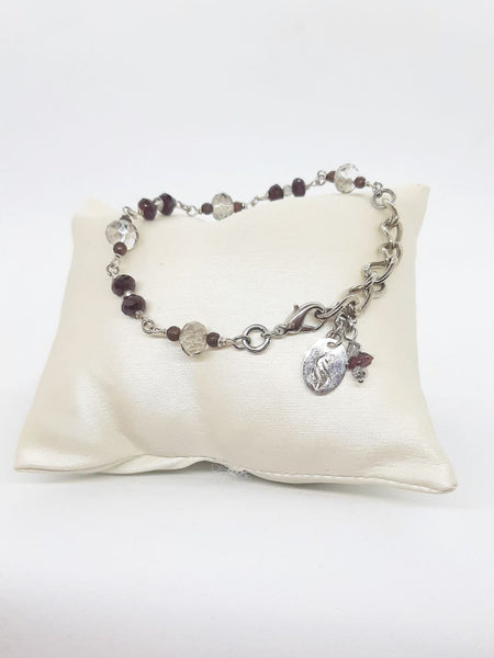 Bracciale Granati Bordeaux e Cristalli Brillanti