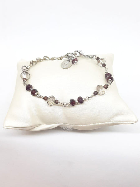 Bracciale Granati Bordeaux e Cristalli Brillanti