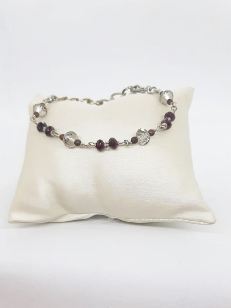 Bracciale Granati Bordeaux e Cristalli Brillanti