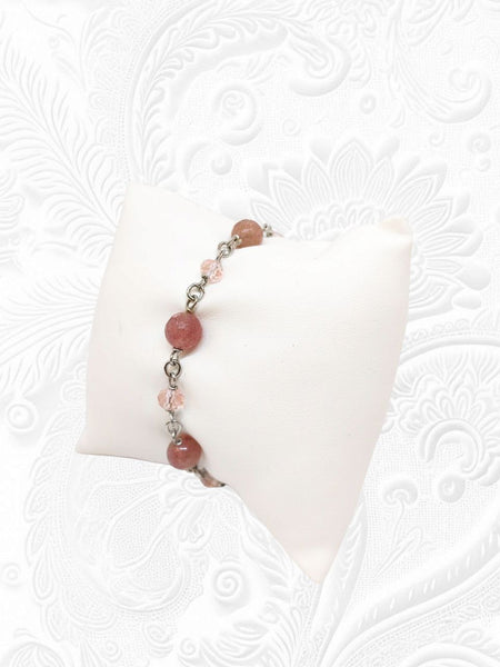 Bracciale Quarzi Rosa e Cristalli