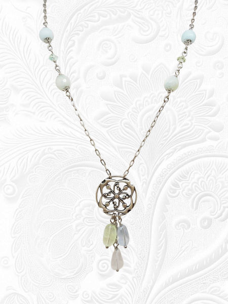 Collana Deco Acquamarine e Amazzoniti