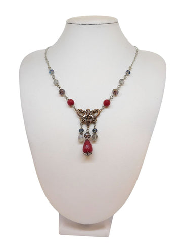 Collana Liberty Agate Bordeaux, Labradoriti e Cristalli