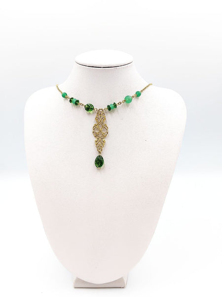 Collana Liberty Avventurine e Quarzi Verdi