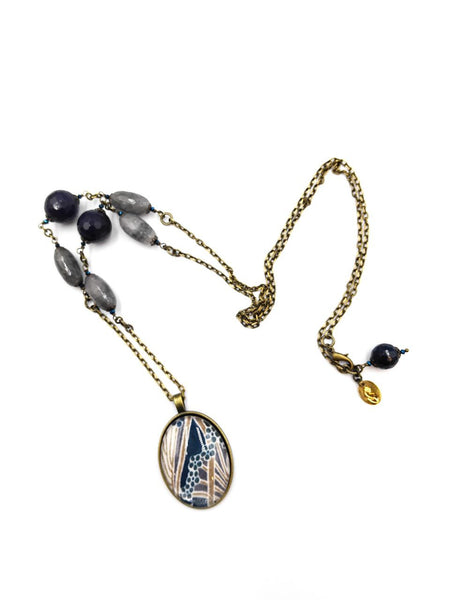 Medaglione Liberty Toni Grigi/Blu Misti