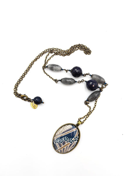 Medaglione Liberty Toni Grigi/Blu Misti