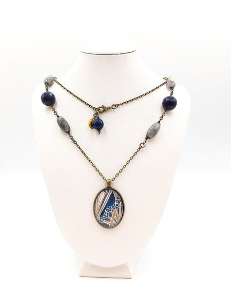 Medaglione Liberty Toni Grigi/Blu Misti