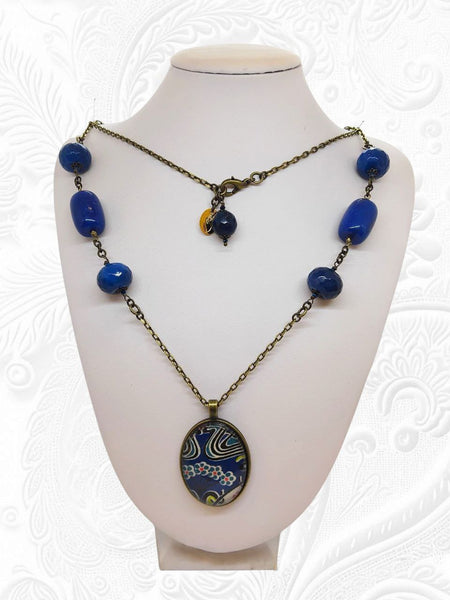 Medaglione Liberty Agate Blu Navy e Royal