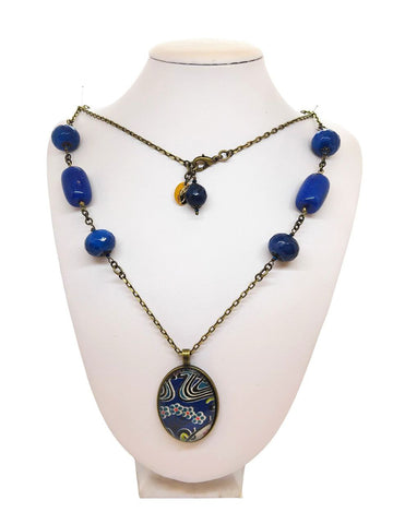 Medaglione Liberty Agate Blu Navy e Royal