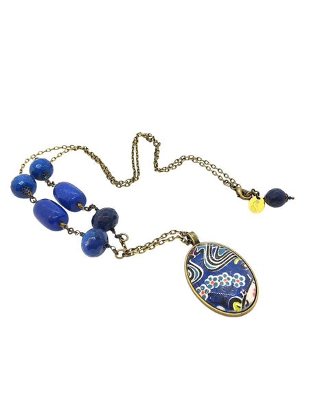 Medaglione Liberty Agate Blu Navy e Royal