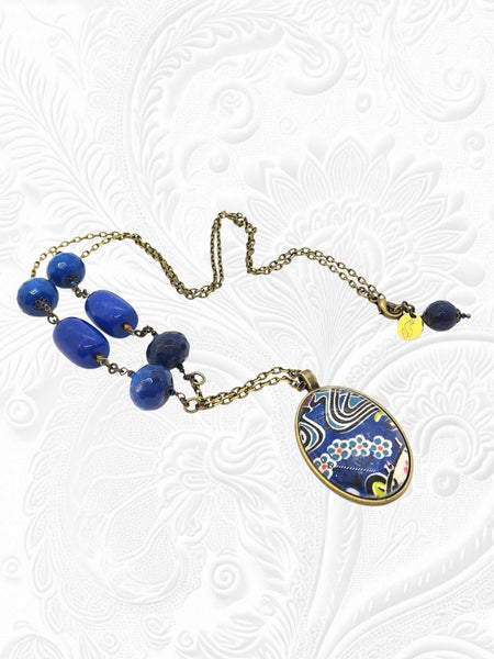 Medaglione Liberty Agate Blu Navy e Royal