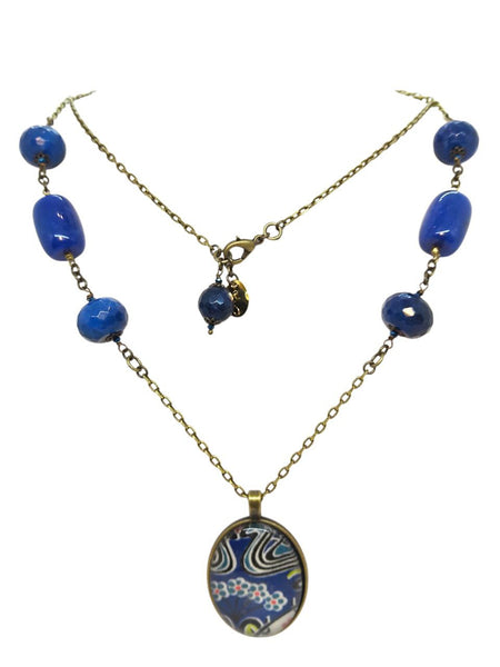 Medaglione Liberty Agate Blu Navy e Royal