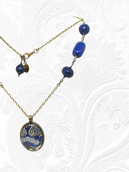 Medaglione Liberty Agate Blu Navy e Royal