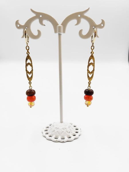 Orecchini Liberty con Agate e Quarzi Rosa