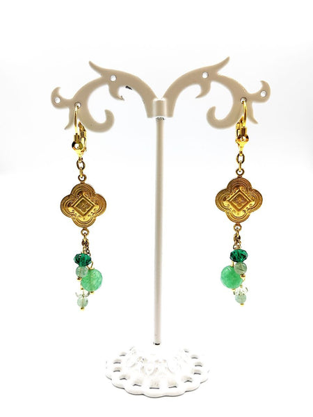 Orecchini Liberty con Avventurine e Quarzi Verdi