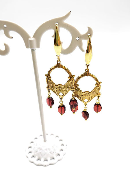 Orecchini Liberty con Granati Bordeaux