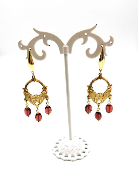 Orecchini Liberty con Granati Bordeaux