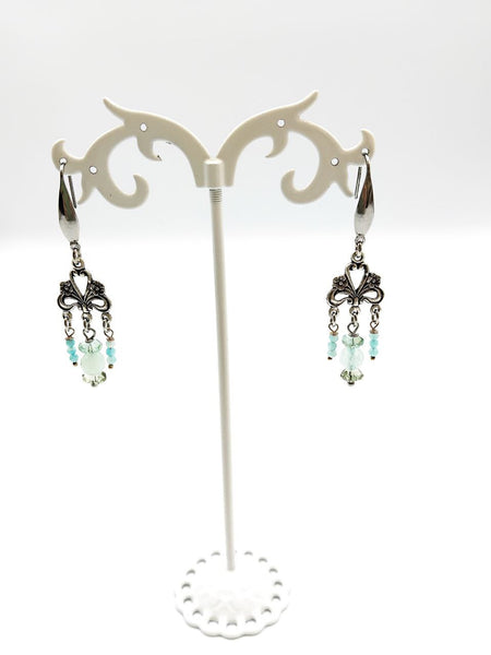 Orecchini Liberty con Amazzoniti e Quarzi Azzurro/Verdi