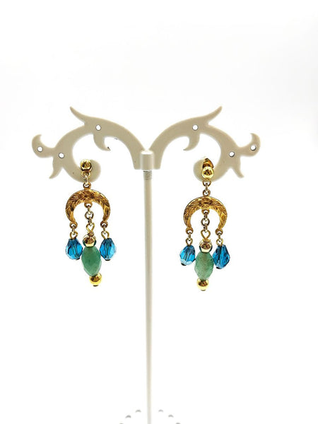 Orecchini Liberty con Avventurine Verdi e Cristalli Turchesi