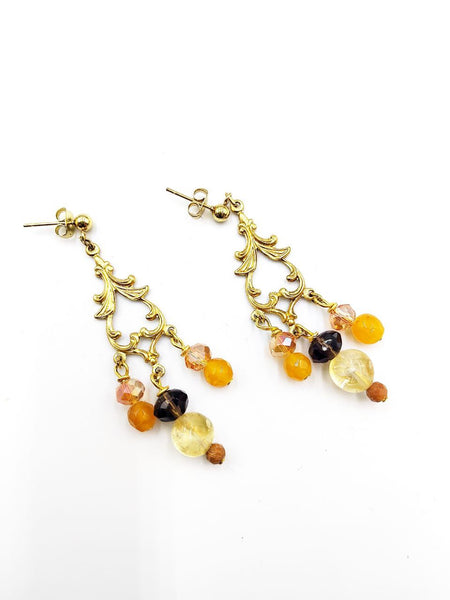 Orecchini Liberty con Agate e Quarzi Misti