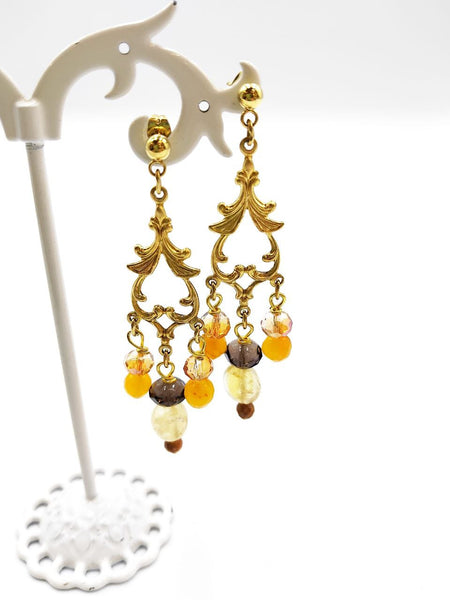 Orecchini Liberty con Agate e Quarzi Misti