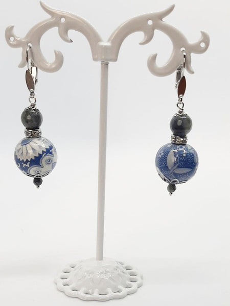 Orecchini Sfere Blu, Ametista Occhio di Falco