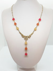Collana Liberty Agate Fucsia, Arancio e Calcedonio Giallo