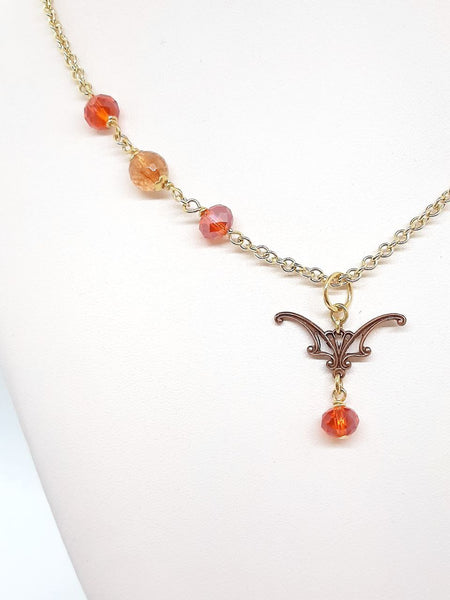 Collana Liberty Agate e Cristalli Arancio